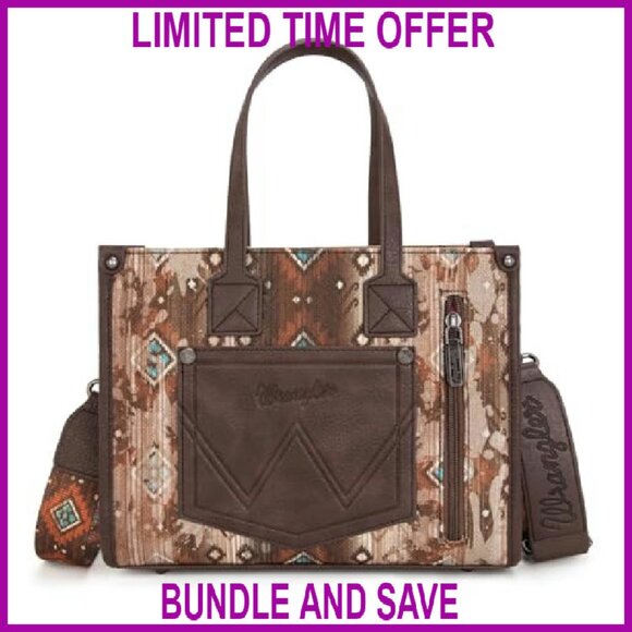 Aztec Tote Bag with Zipper Closure, Floral Design, 11x8.8x4.5 Inches